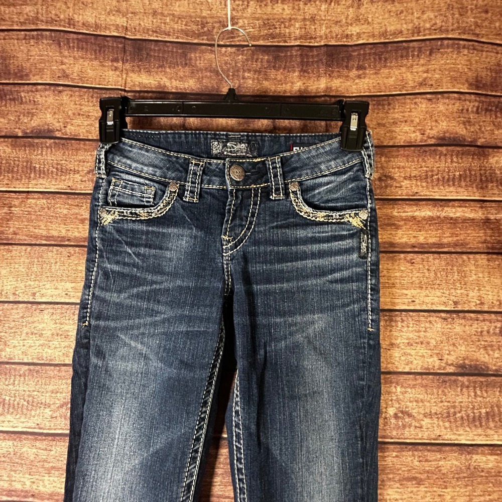 Silver Jeans Co Aiko Mid Slim Boot Dark Wash Sequin Embroidered Jeans 25x31 Y2K